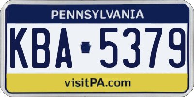 PA license plate KBA5379