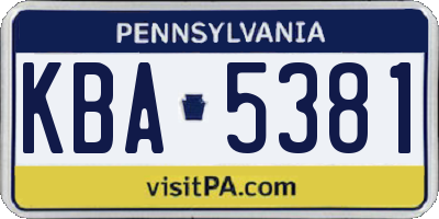 PA license plate KBA5381