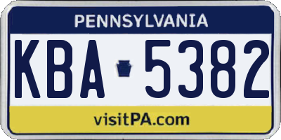 PA license plate KBA5382