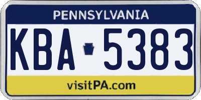 PA license plate KBA5383