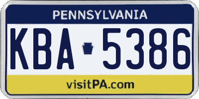 PA license plate KBA5386