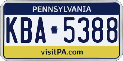 PA license plate KBA5388