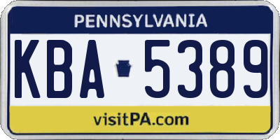 PA license plate KBA5389