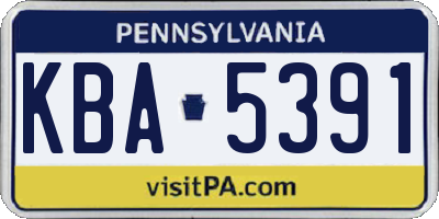 PA license plate KBA5391