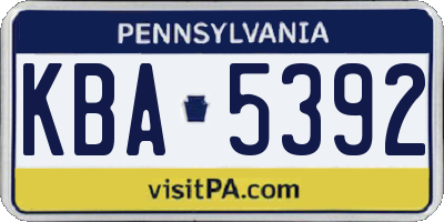 PA license plate KBA5392