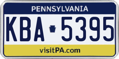 PA license plate KBA5395