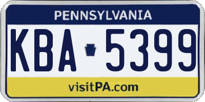 PA license plate KBA5399