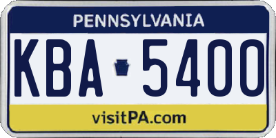 PA license plate KBA5400