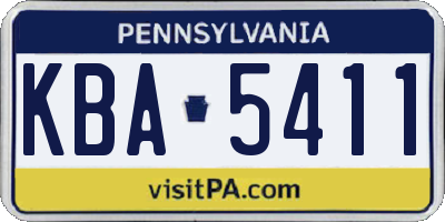 PA license plate KBA5411