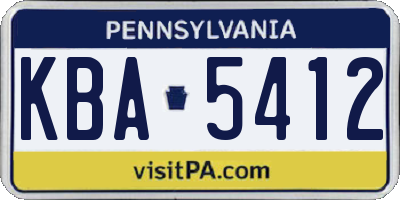 PA license plate KBA5412