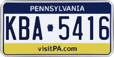 PA license plate KBA5416