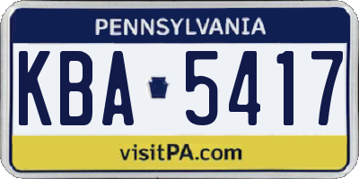 PA license plate KBA5417