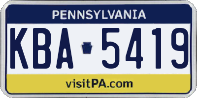PA license plate KBA5419