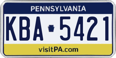 PA license plate KBA5421