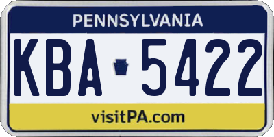 PA license plate KBA5422