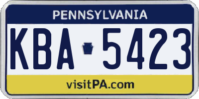PA license plate KBA5423
