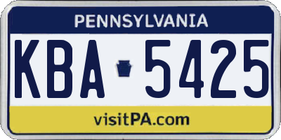 PA license plate KBA5425