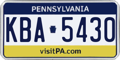 PA license plate KBA5430