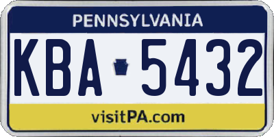 PA license plate KBA5432