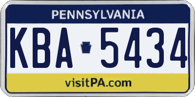 PA license plate KBA5434