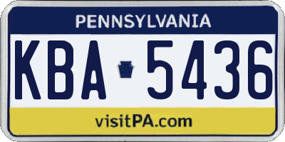 PA license plate KBA5436