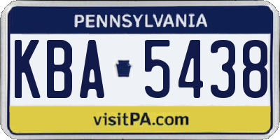 PA license plate KBA5438