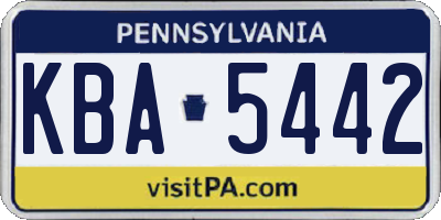 PA license plate KBA5442