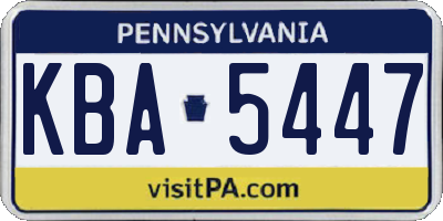 PA license plate KBA5447
