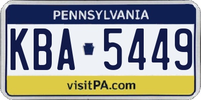 PA license plate KBA5449
