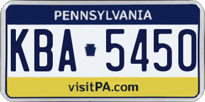 PA license plate KBA5450