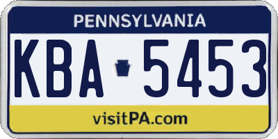 PA license plate KBA5453