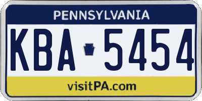 PA license plate KBA5454