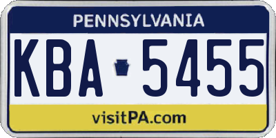PA license plate KBA5455