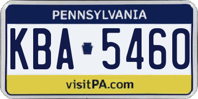 PA license plate KBA5460