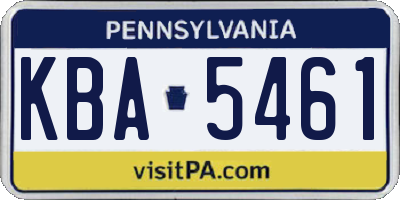 PA license plate KBA5461