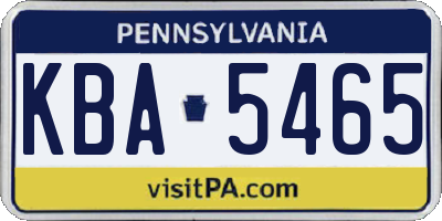 PA license plate KBA5465