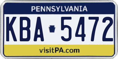 PA license plate KBA5472