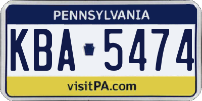 PA license plate KBA5474