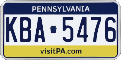 PA license plate KBA5476