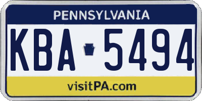PA license plate KBA5494