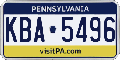 PA license plate KBA5496