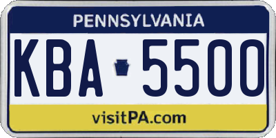 PA license plate KBA5500