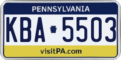 PA license plate KBA5503