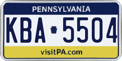 PA license plate KBA5504