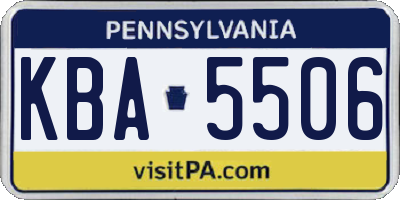 PA license plate KBA5506