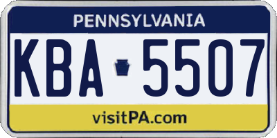 PA license plate KBA5507