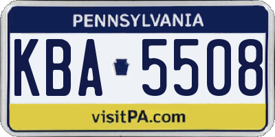 PA license plate KBA5508