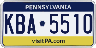 PA license plate KBA5510