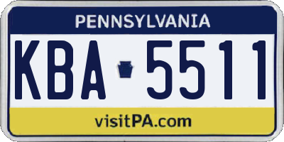 PA license plate KBA5511