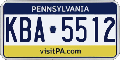 PA license plate KBA5512